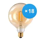 Flerpack 18x Noxion Lucent LED E27 Globe Filament Ambar 125mm 7.2W 630lm - 822 Extra Varm Vit | Ersättare 60W