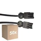 Flerpack 50x Noxion GST - Kompatibel Förlängningskabel Svart - Manlig + Kvinnlig - 2m - 3 pole 1,5mm2