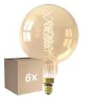 Flerpack 6x Calex XXL Mega Guld Globe LED E27 G200 Filament 3W 250lm- 822 Extra Varm Vit | Dimbar